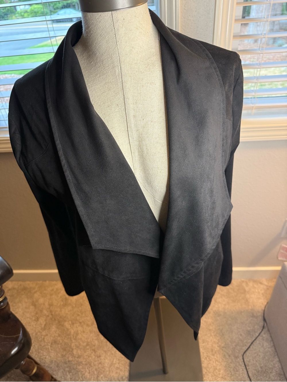 Steve Madden Black Draped Open-Front Jacket